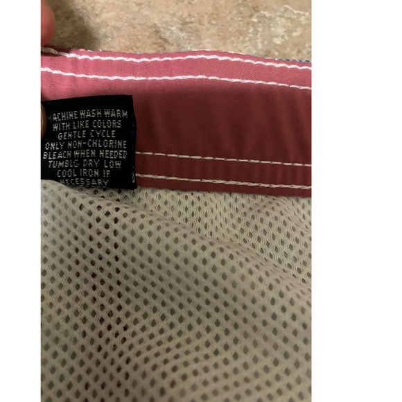 Roundtree & Yorke NWT Swimming Trunks Zip Up Plaid  Large Lined Mesh Pink Blue - Picture 8 of 11